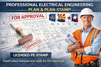 usa pa, fl, il, tx, az electrical engineering plan and plan stamp for approval