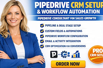 setup pipedrive CRM pipedrive consultant, configure pipedrive pipedrive workflow