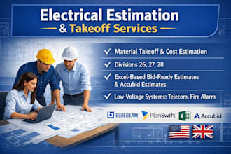 provide professional electrical take off and cost estimation services