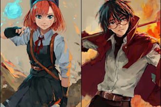 draw you an anime art style characters