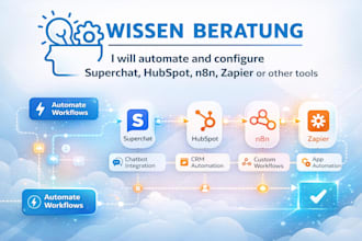 automate and configure superchat, hubspot, n8n, zapier or other tools