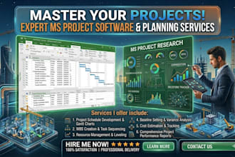 create ms project schedules, gantt charts, and project plans
