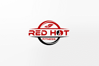 design monogram red hot fitness logo