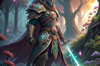 create a fantasy game character art character in unique style