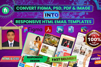 convert figma, PSD, PDF and image into HTML email templates