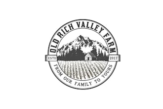 make vintage rustic sign logo for old rich valley farm