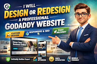 design or redesign a professional godaddy website with godaddy builder