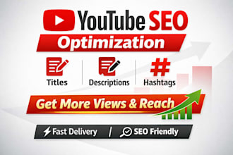 write SEO optimized youtube titles descriptions and hashtags