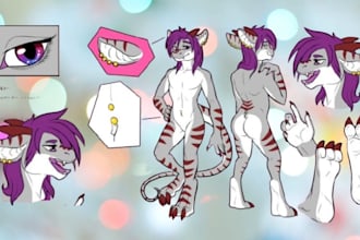 draw furry character reference sheet fursona ref sheet furry oc sfw nsfw anthro