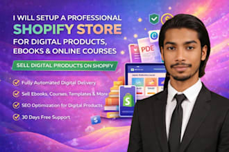 design shopify store for digital products, ebooks, online courses