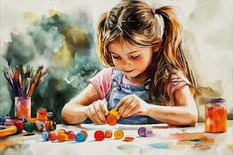 watercolor children storybook illustration