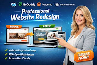 professionally create weebly godaddy redesign magento squarespace website design