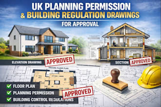 create UK planning permission and building regulation drawings for approval