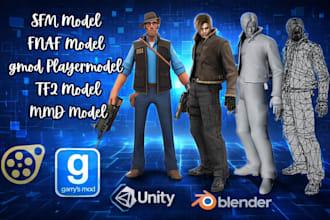 create custom sfm model, tf2 model, fnaf model, mmd model, gmod playermodel, vrc