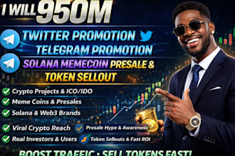 950m twitter promotion telegram promotion solana memecoin presale token sellout