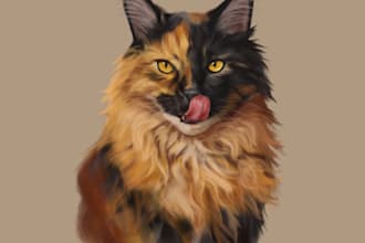 create a semi realistic pet portrait digital from your photo
