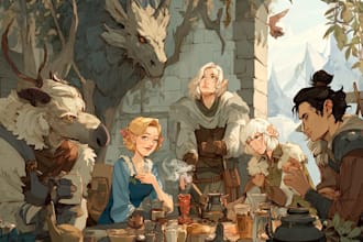 do a watercolor or fantasy portrait and dnd party