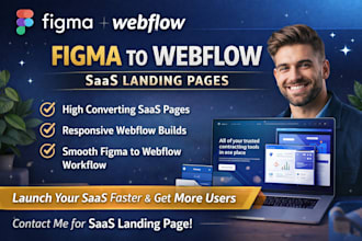 design figma to webflow saas landing page, custom website, webify