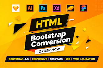 convert figma to html, xd to html, psd to html responsive bootstrap5 or tailwind