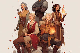 desing your dnd group party illustration
