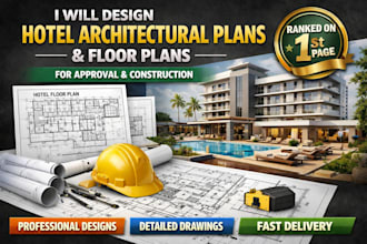 design hotel architectural plans and floor plans for approval and construction