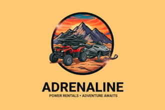 draw best quality power sports rental company logo