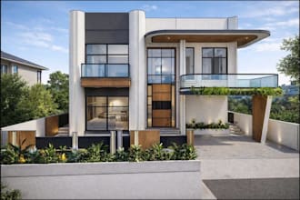 remodel external duplex apartment, high rise building glass facade, retail space