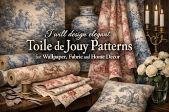 design elegant toile de jouy patterns for wallpaper, fabric and home decor