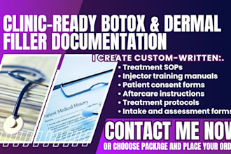 create clinic ready botox and dermal filler sops consent forms, training manual