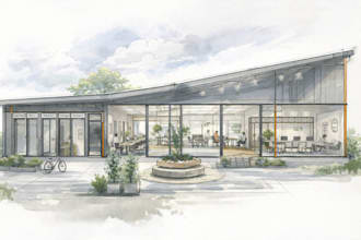 draw watercolor architecture sketch for you