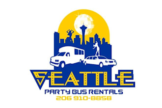 design super amusements seattle party bus logo