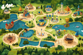 draw rv park map and campground map in vector illustrator