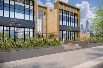 retrofit modern commercial building, architecture external render,retail complex