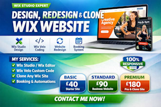 design, redesign, or clone wix studio website with wix velo booking system