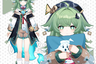 design and rig a live2d vtuber art model with vtuber character illustration