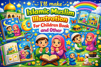 make islamic muslim illustration for children book and other
