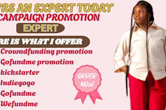 do crowdfunding promotion for gofundme, kickstarter, indiegogo campaign