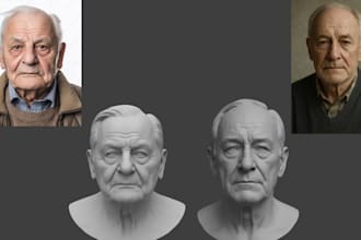 sculpt a realistic 3d portrait head bust from your photo for 3d printing stl