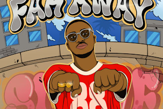 draw bold cartoon album cover art with urban vibes