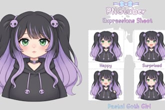 draw custom pngtuber model vtuber anime png tuber live2d rigging for streaming