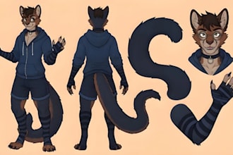 draw furry character reference sheet furry anthro nsfw oc ref sheet for fursuit