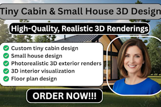 tiny cabin and small house design with high quality, realistic 3d renderings
