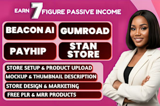 do gumroad digital products store, products upload, gumroad store, beacons ai