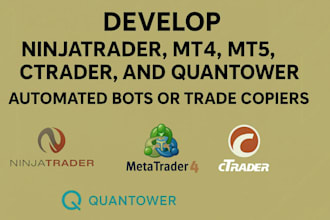 develop ninjatrader, ctrader, quantower, mt4, mt5 automated bot or trade copier
