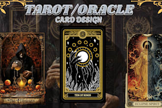 do custom card illustration, tarot oracle card design, zodiac card, dark art