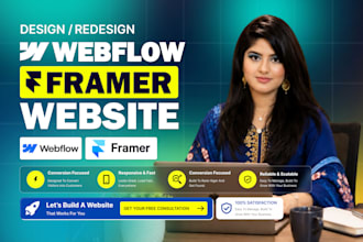 design framer website, webflow website, figma to webflow or framer landing page