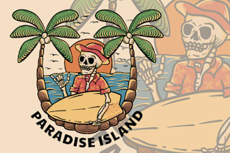 make creative summer beach logo with t shirt design