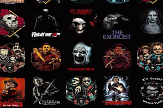 design custom made halloween, spooky, horror styled logo, killer halloween flyer