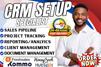 set up kommo CRM, honeybook and hubspot freshsales with pipeline management