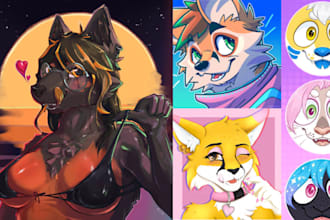 draw custom furry profile picture furry pfp furry art furry icon furry headshot